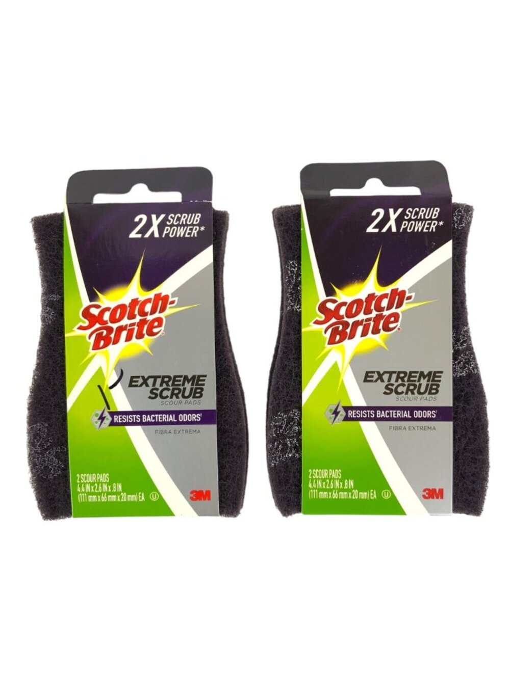 2 Pack Scotch-Brite Extreme Scrub Pads Resists Bacterial Odors by 3M